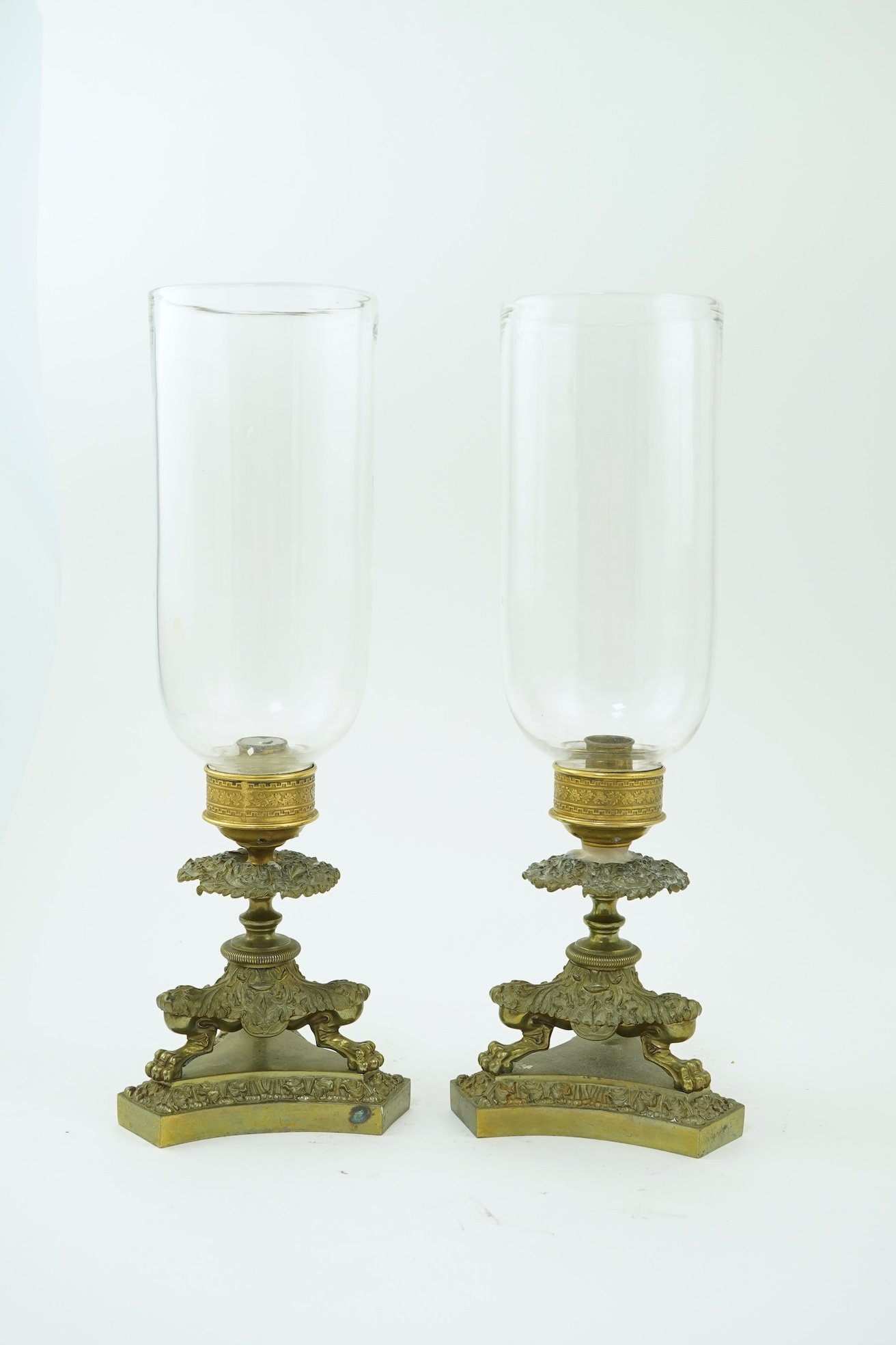 A pair of Empire style ormolu storm lanterns, 19th century